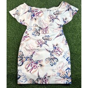 Sz 10 - Belle Badgley Mischka Harlow Stretch Off-the-Shoulder Floral Dress